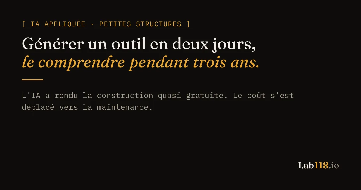 L'IA écrit votre outil en deux jours, vous le maintenez pendant trois ans